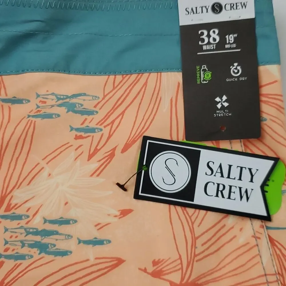 Salty Crew Men's Dark Aqua Tandem Board Shorts Size 38